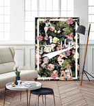 Floral and Pin Up Girls Pattern by burcu korkmazyurek on GIANT ART - black digital painting