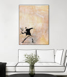 Banksy's Love is in the Air by Jose Bueras on GIANT ART - yellow digital drawing