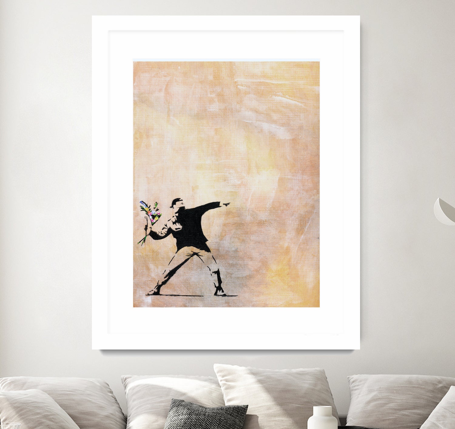 Banksy's Love is in the Air by Jose Bueras on GIANT ART - yellow digital drawing