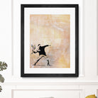 Banksy's Love is in the Air by Jose Bueras on GIANT ART - yellow digital drawing