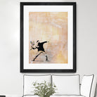 Banksy's Love is in the Air by Jose Bueras on GIANT ART - yellow digital drawing