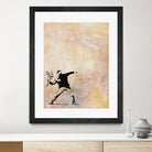 Banksy's Love is in the Air by Jose Bueras on GIANT ART - yellow digital drawing