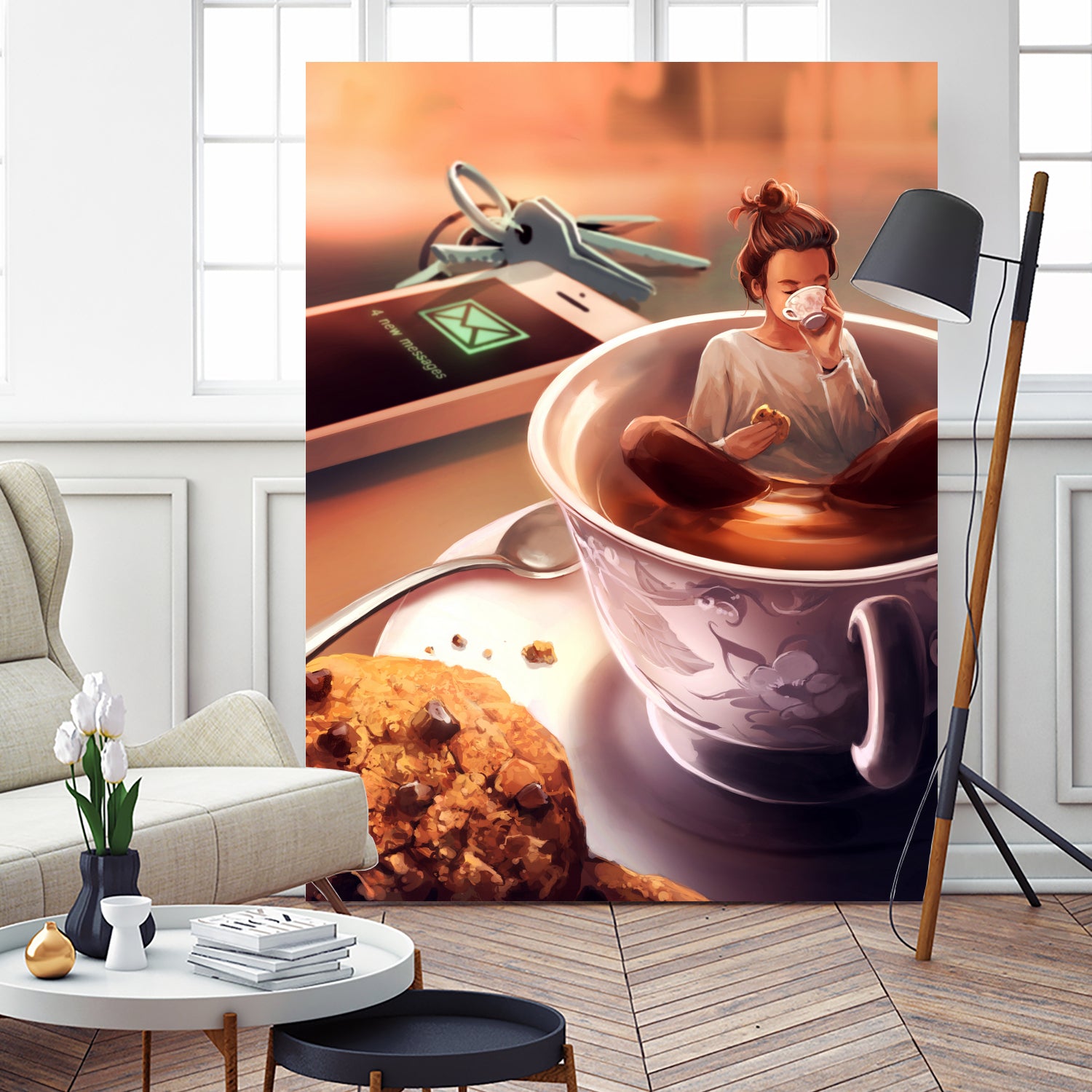 Tea Time by Cyril Rolando on GIANT ART - orange digital painting