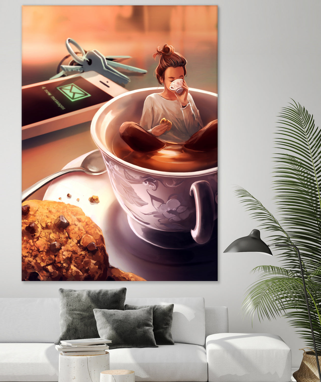 Tea Time by Cyril Rolando on GIANT ART - orange digital painting