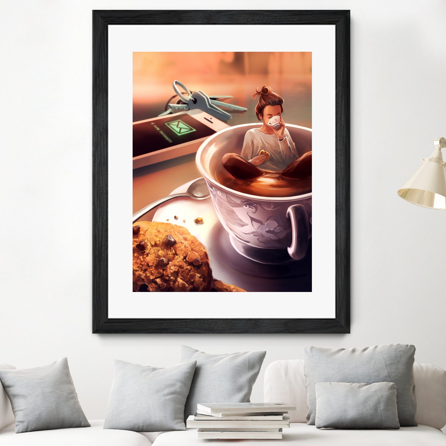 Tea Time by Cyril Rolando on GIANT ART - orange digital painting