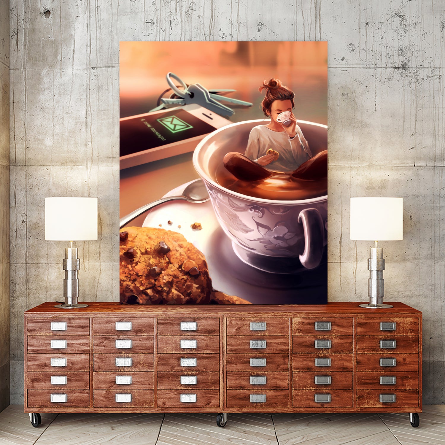 Tea Time by Cyril Rolando on GIANT ART - orange digital painting