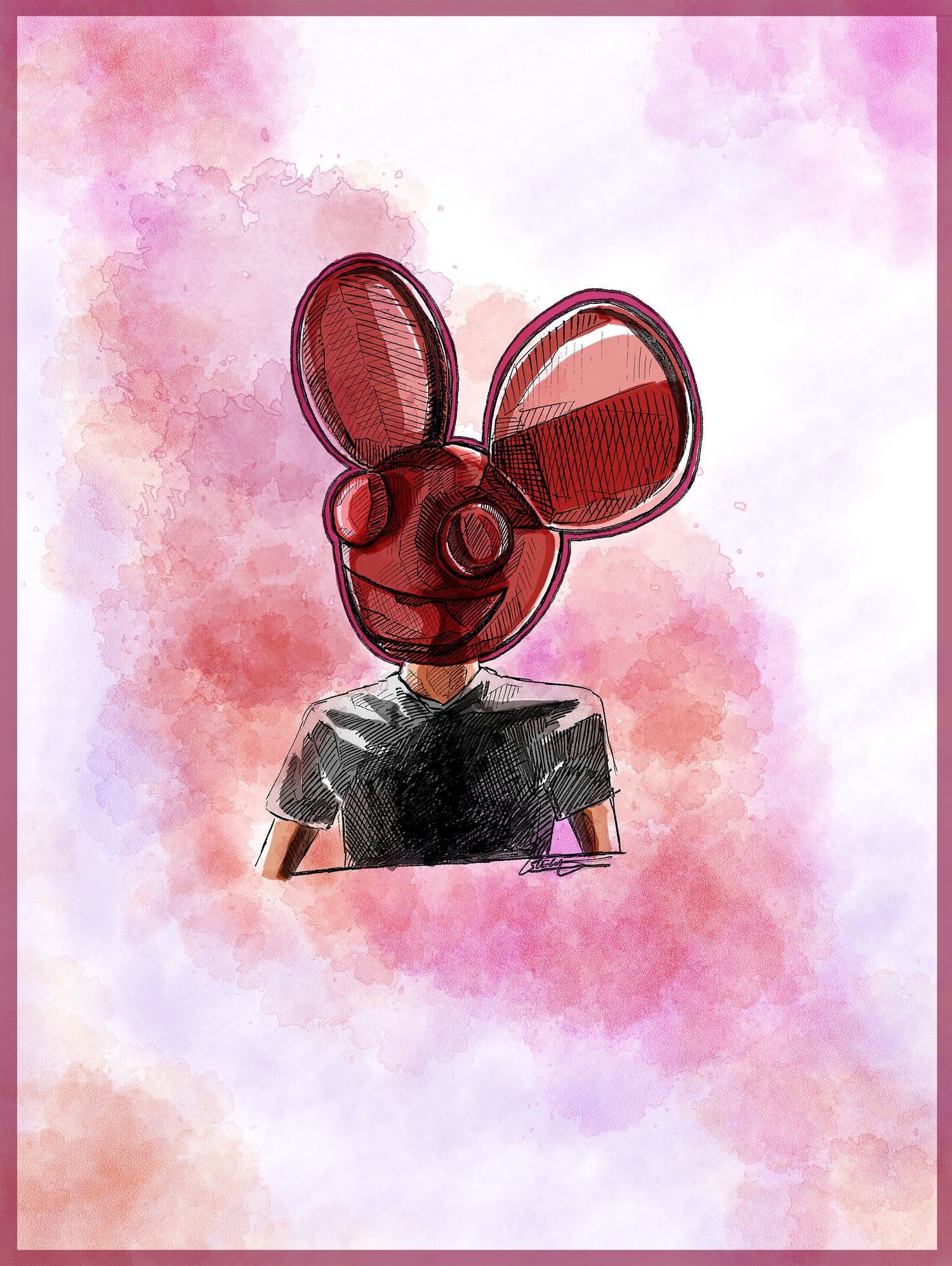 Deadmau5 by Soe San on GIANT ART - red digital painting