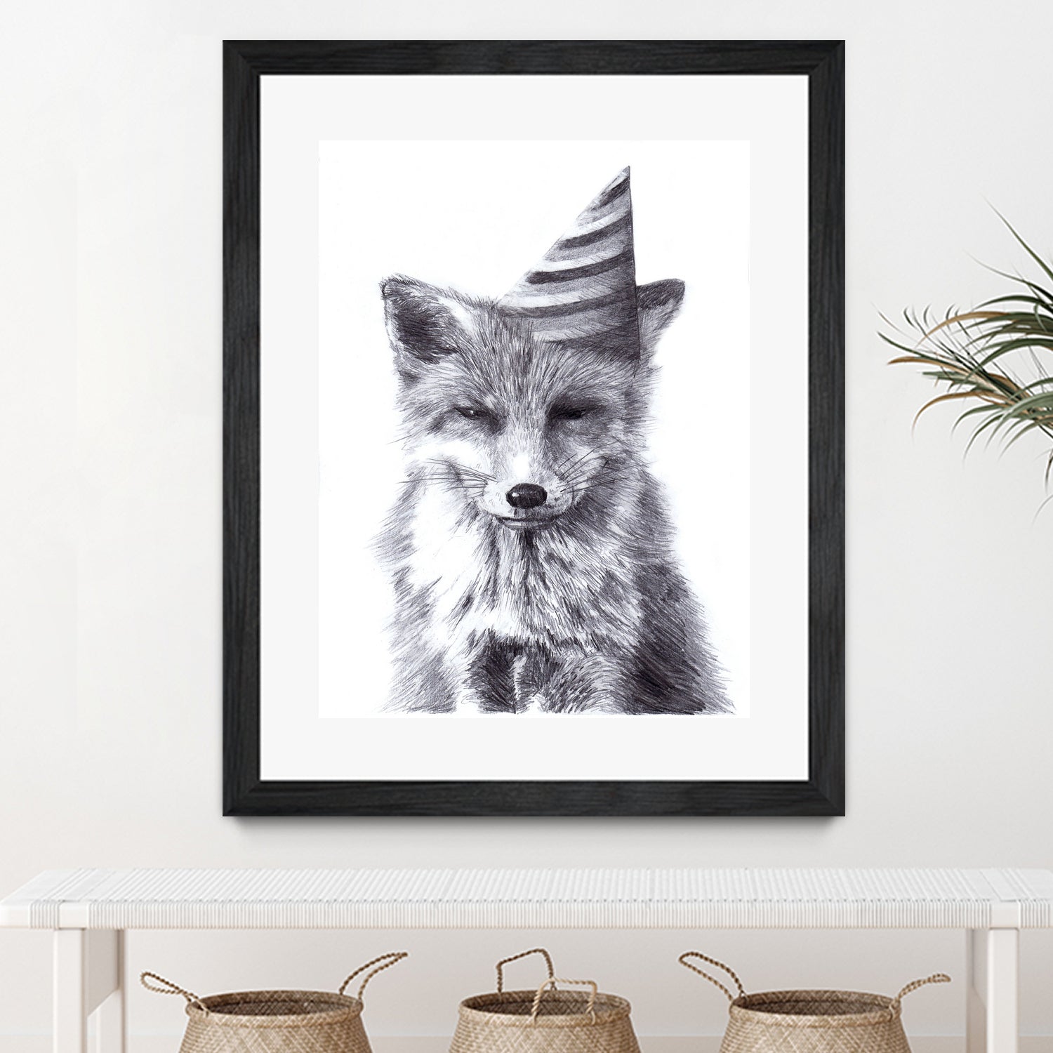 Party Fox by Kareena Harris on GIANT ART - black mixed media