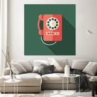 Vintage Red Telephone by Yury Velikanov on GIANT ART - white vector illustration