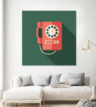 Vintage Red Telephone by Yury Velikanov on GIANT ART - white vector illustration