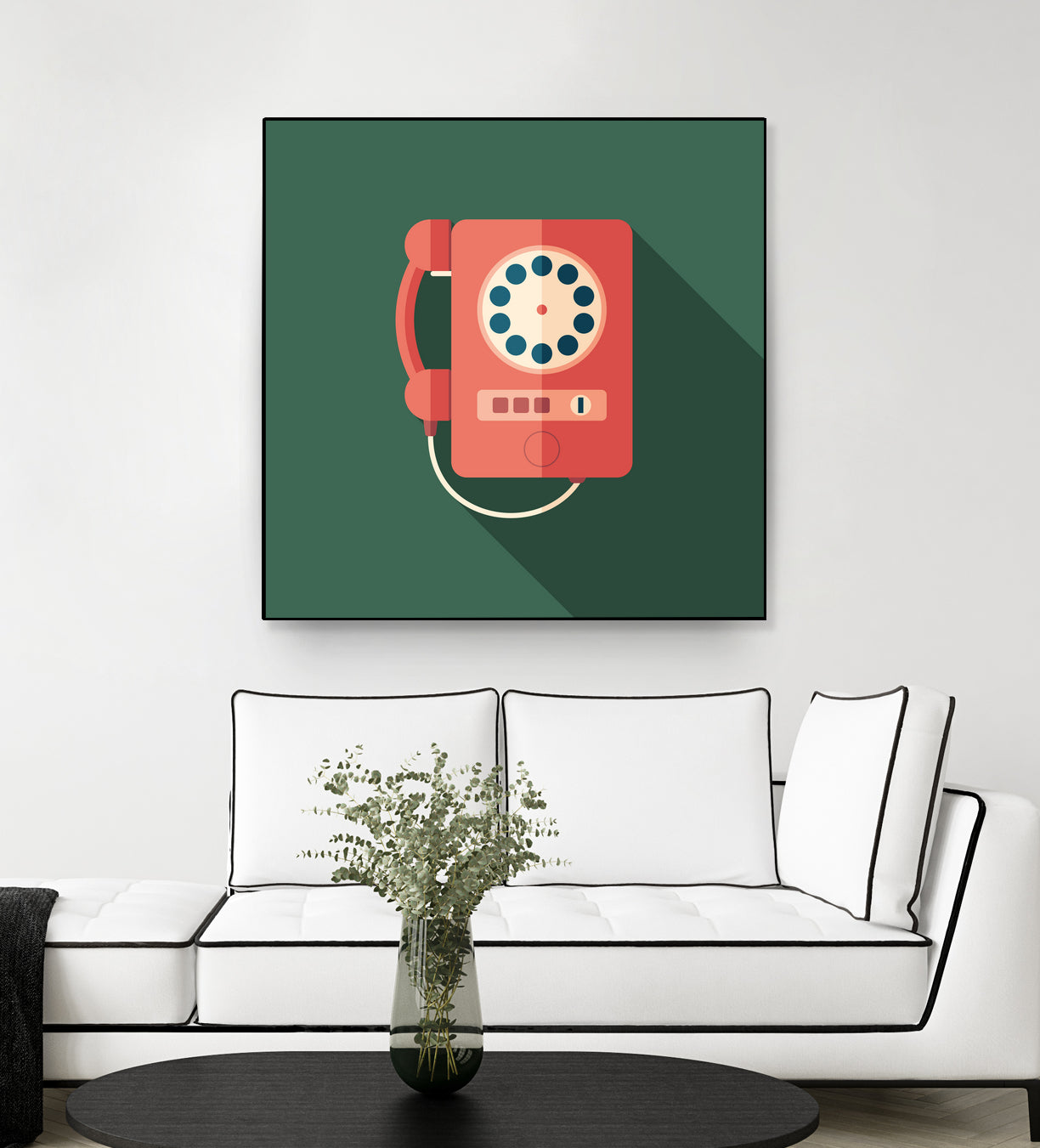 Vintage Red Telephone by Yury Velikanov on GIANT ART - white vector illustration