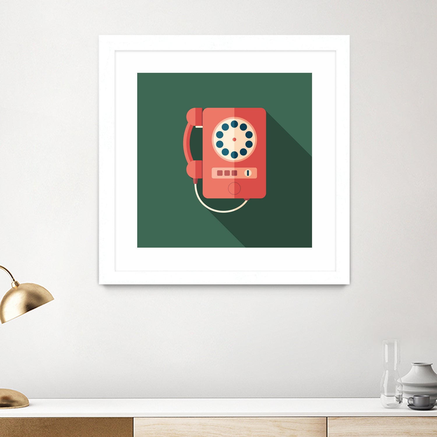 Vintage Red Telephone by Yury Velikanov on GIANT ART - white vector illustration