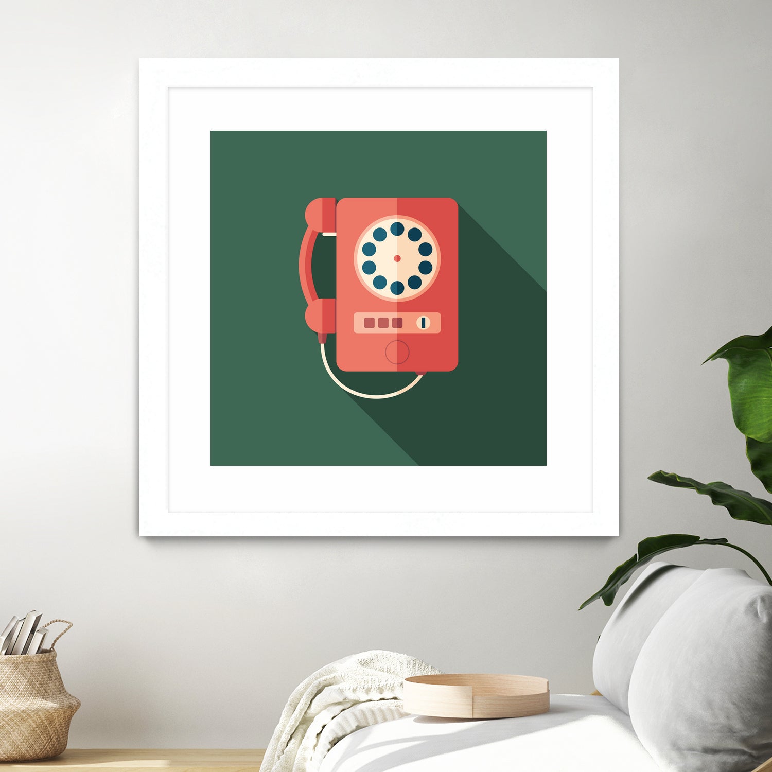 Vintage Red Telephone by Yury Velikanov on GIANT ART - white vector illustration