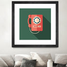 Vintage Red Telephone by Yury Velikanov on GIANT ART - white vector illustration