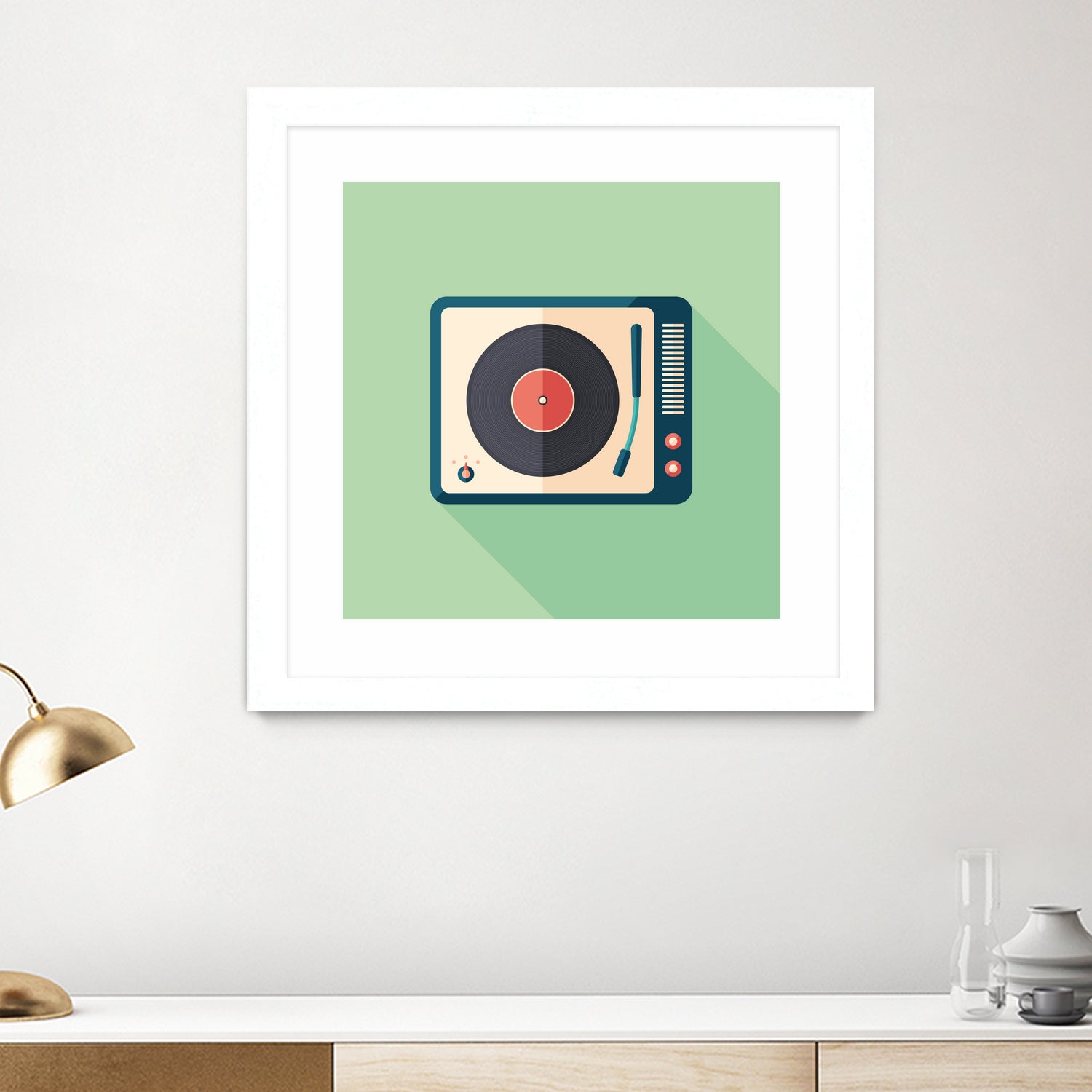 Vintage Turntable by Yury Velikanov on GIANT ART - white vector illustration