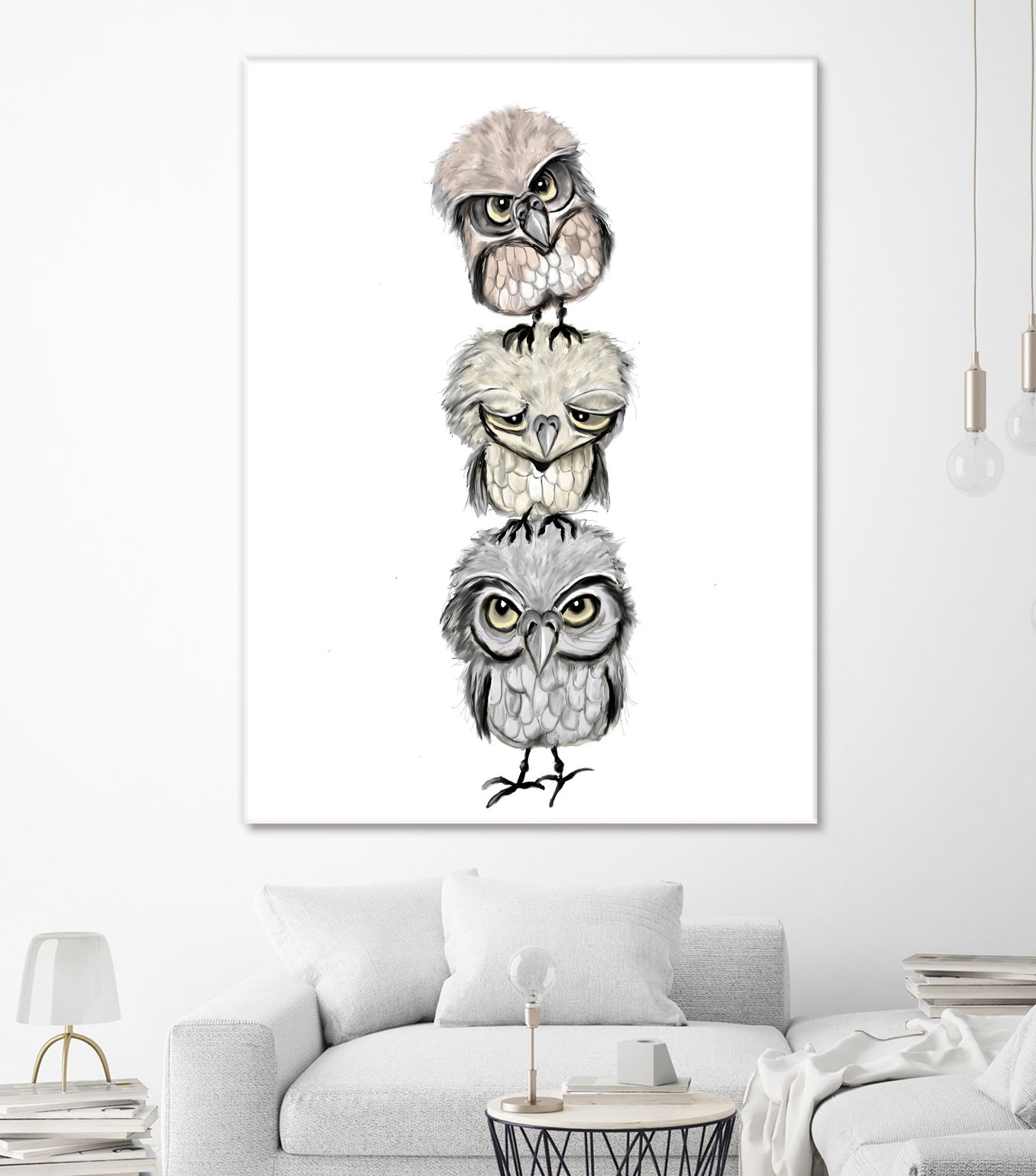 Owl Totæm by Mia Møller on GIANT ART - white digital drawing