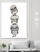 Owl Totæm by Mia Møller on GIANT ART - white digital drawing