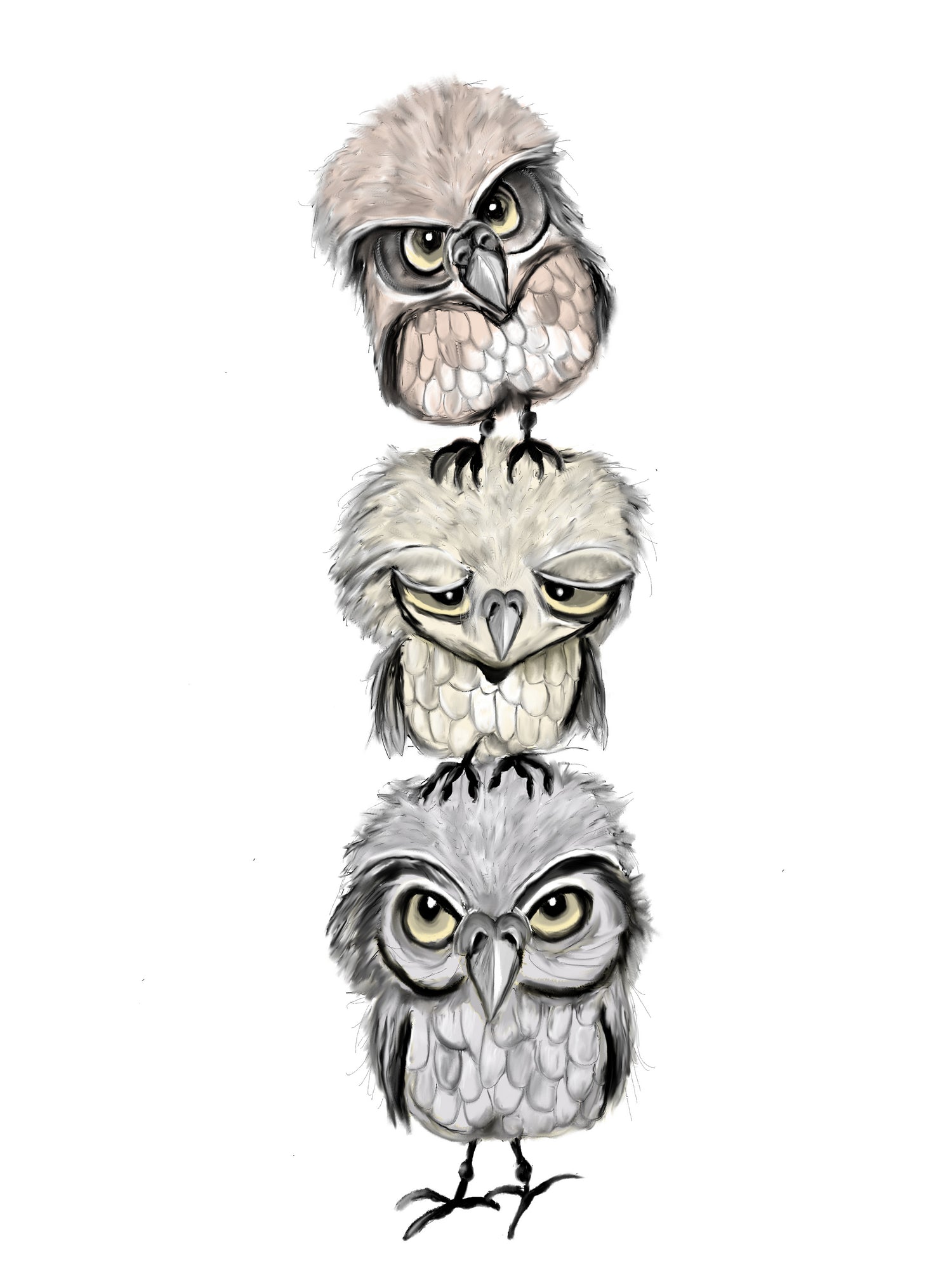 Owl Totæm by Mia Møller on GIANT ART - white digital drawing