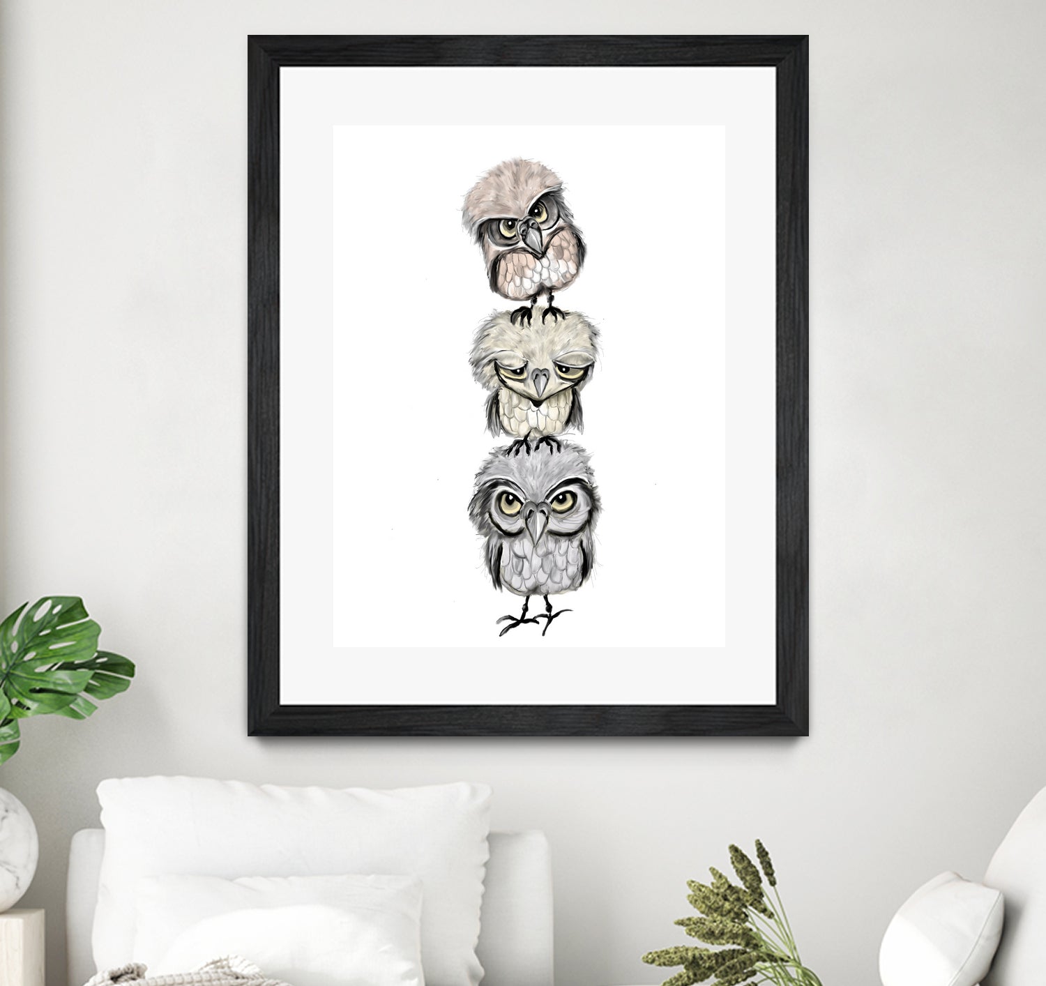 Owl Totæm by Mia Møller on GIANT ART - white digital drawing