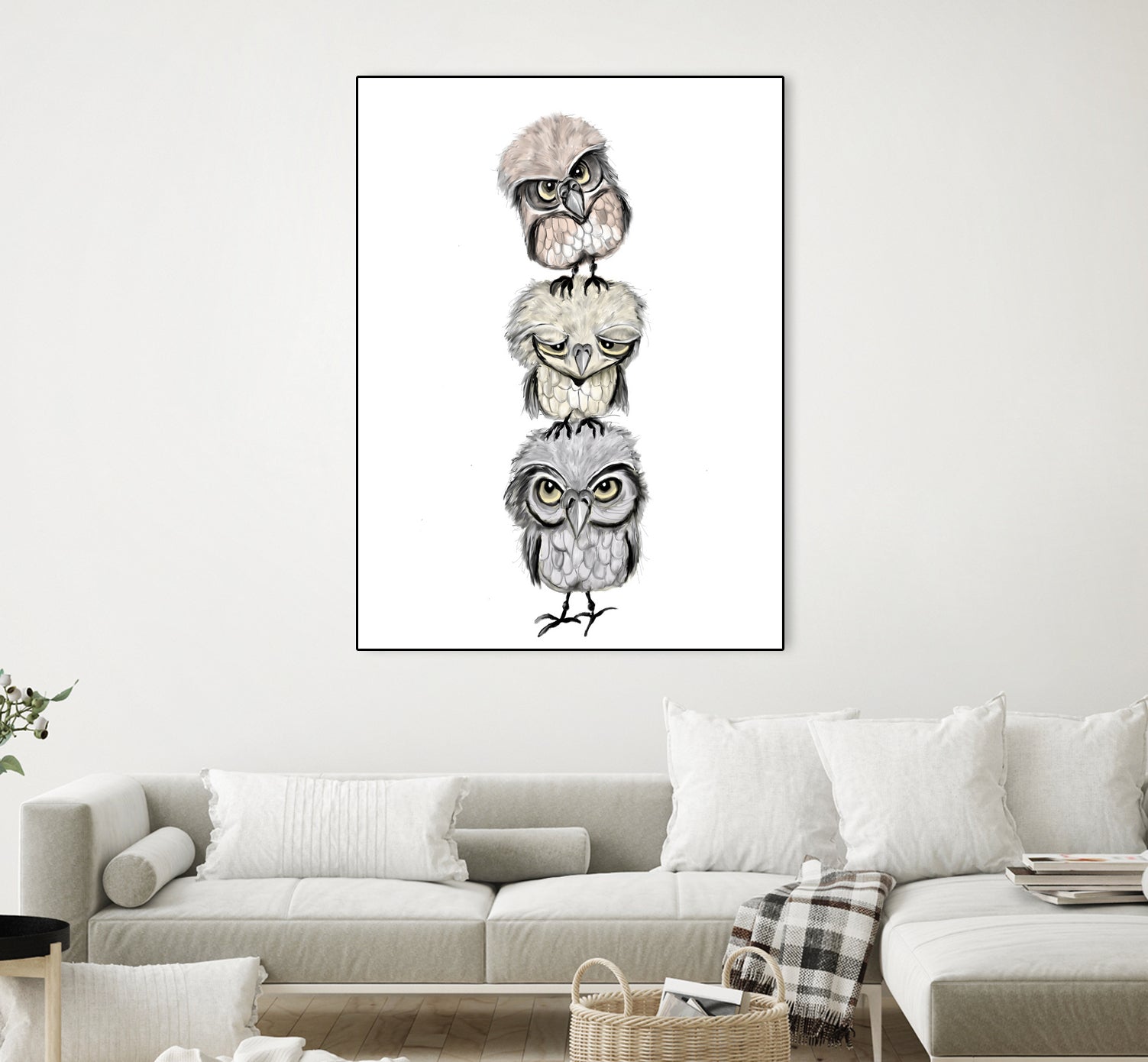 Owl Totæm by Mia Møller on GIANT ART - white digital drawing