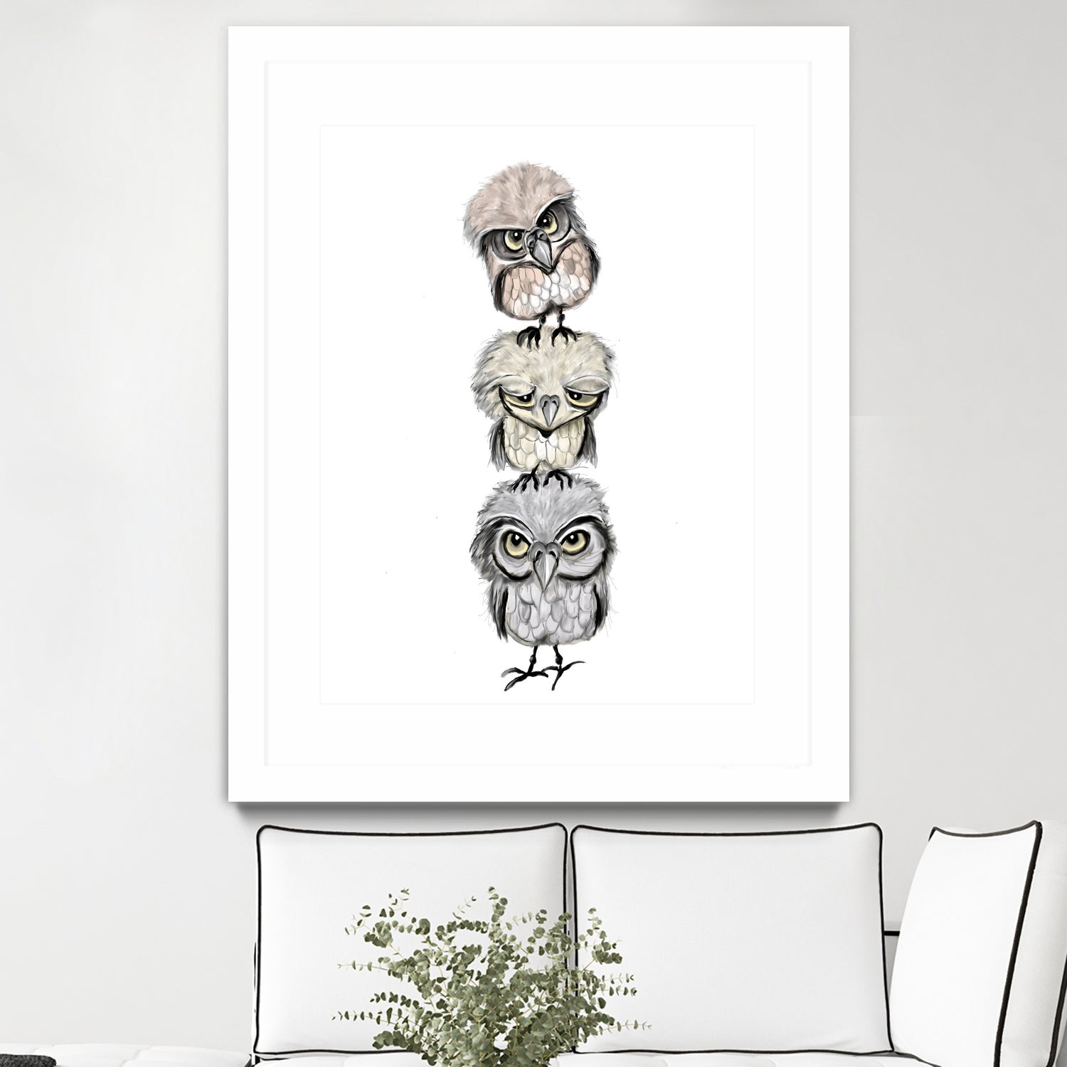 Owl Totæm by Mia Møller on GIANT ART - white digital drawing