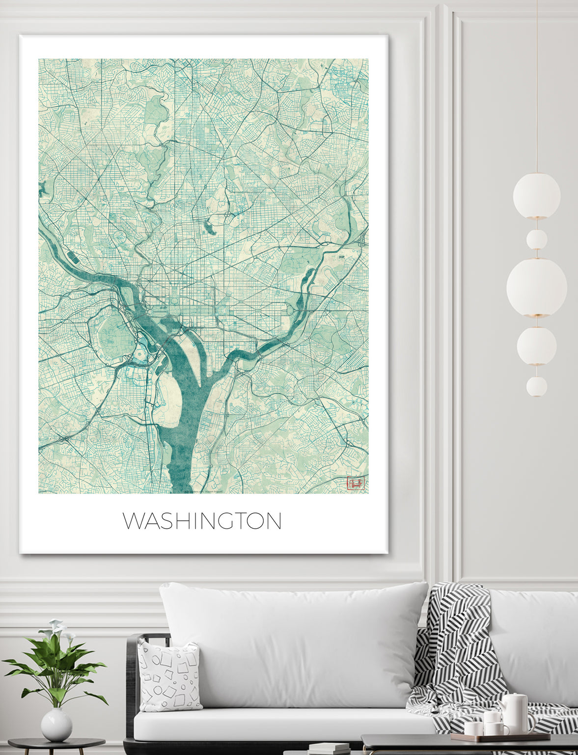 Washington Map Blue by Hubert Roguski on GIANT ART - blue digital painting