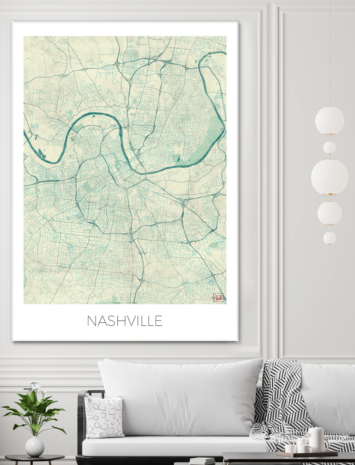 Nashville Map Blue by Hubert Roguski on GIANT ART - blue digital painting