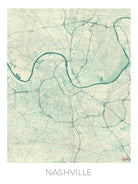 Nashville Map Blue by Hubert Roguski on GIANT ART - blue digital painting