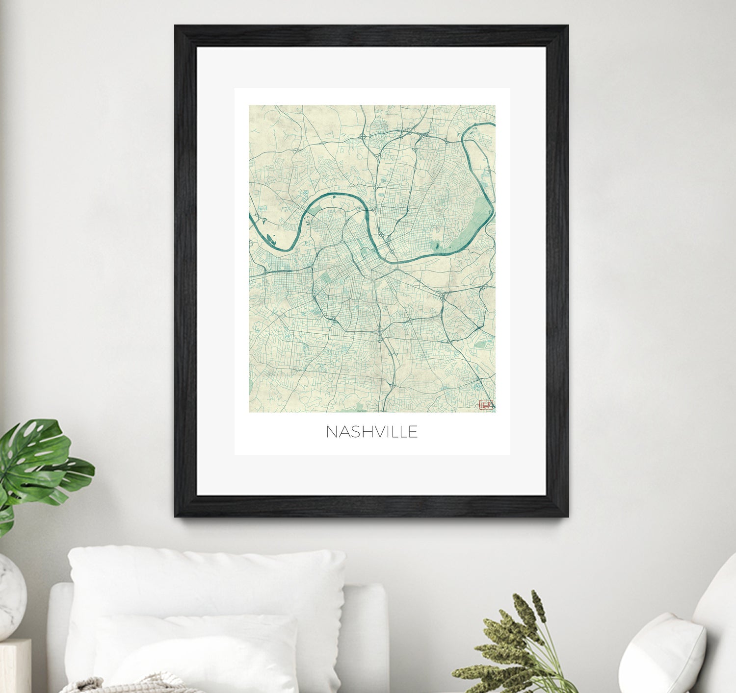 Nashville Map Blue by Hubert Roguski on GIANT ART - blue digital painting