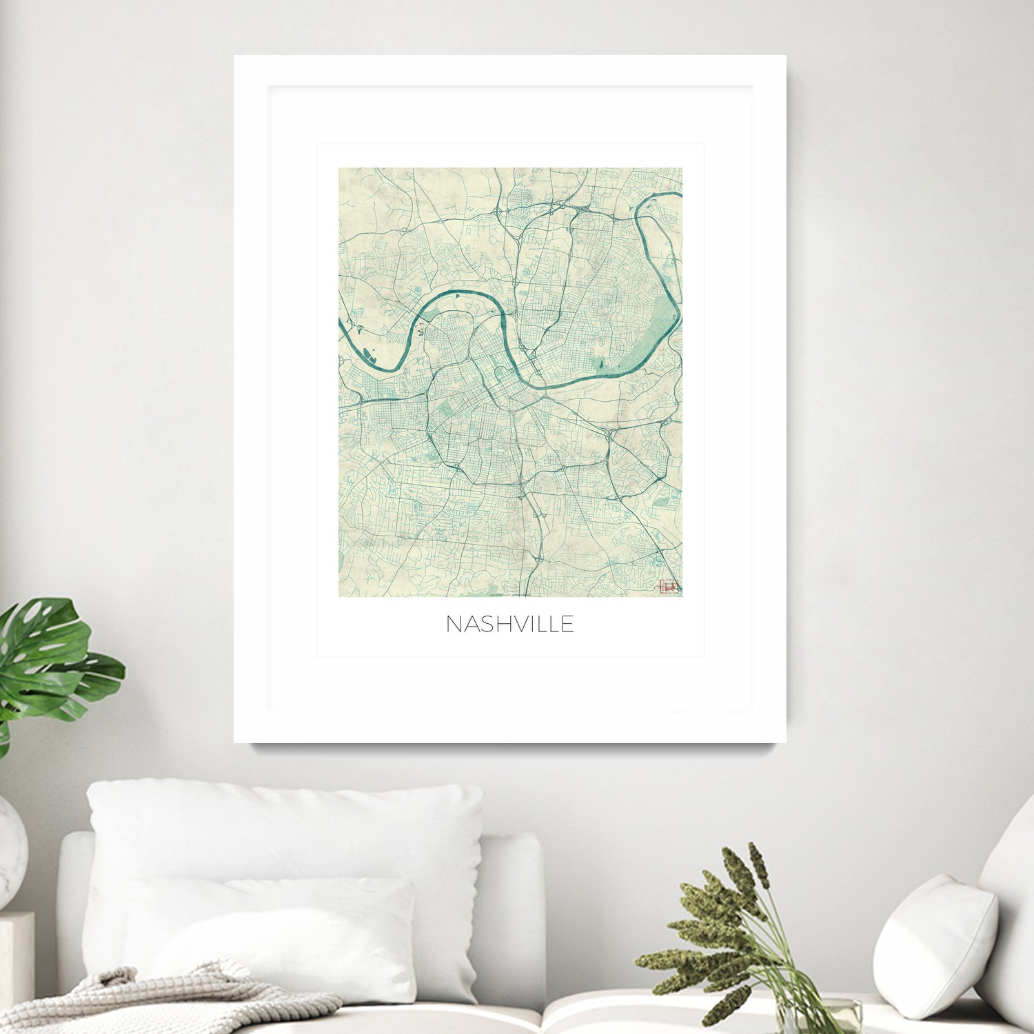 Nashville Map Blue by Hubert Roguski on GIANT ART - blue digital painting