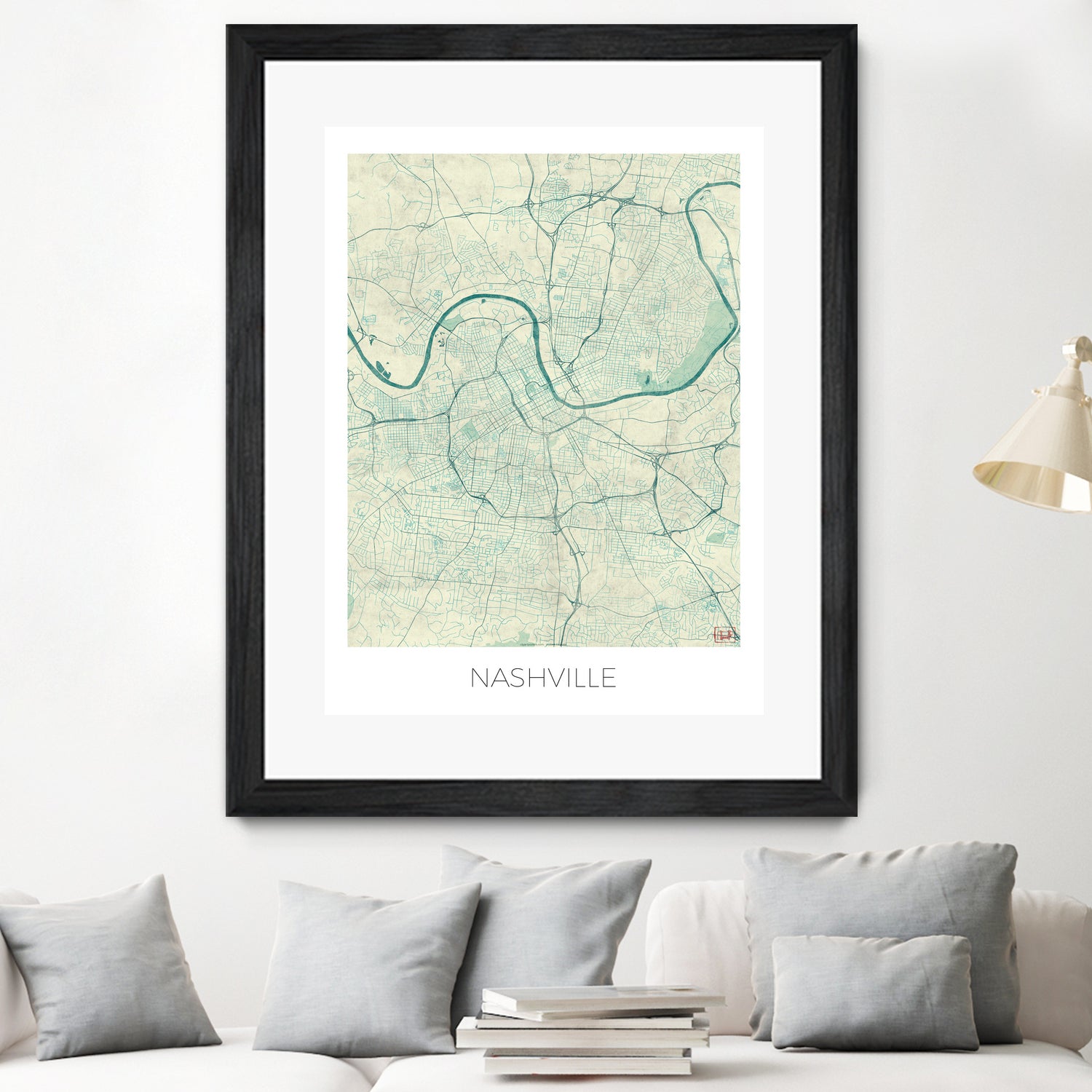 Nashville Map Blue by Hubert Roguski on GIANT ART - blue digital painting