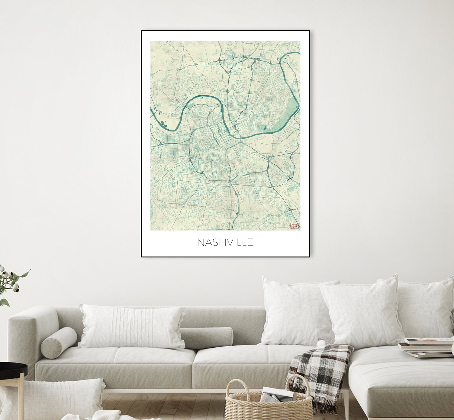 Nashville Map Blue by Hubert Roguski on GIANT ART - blue digital painting