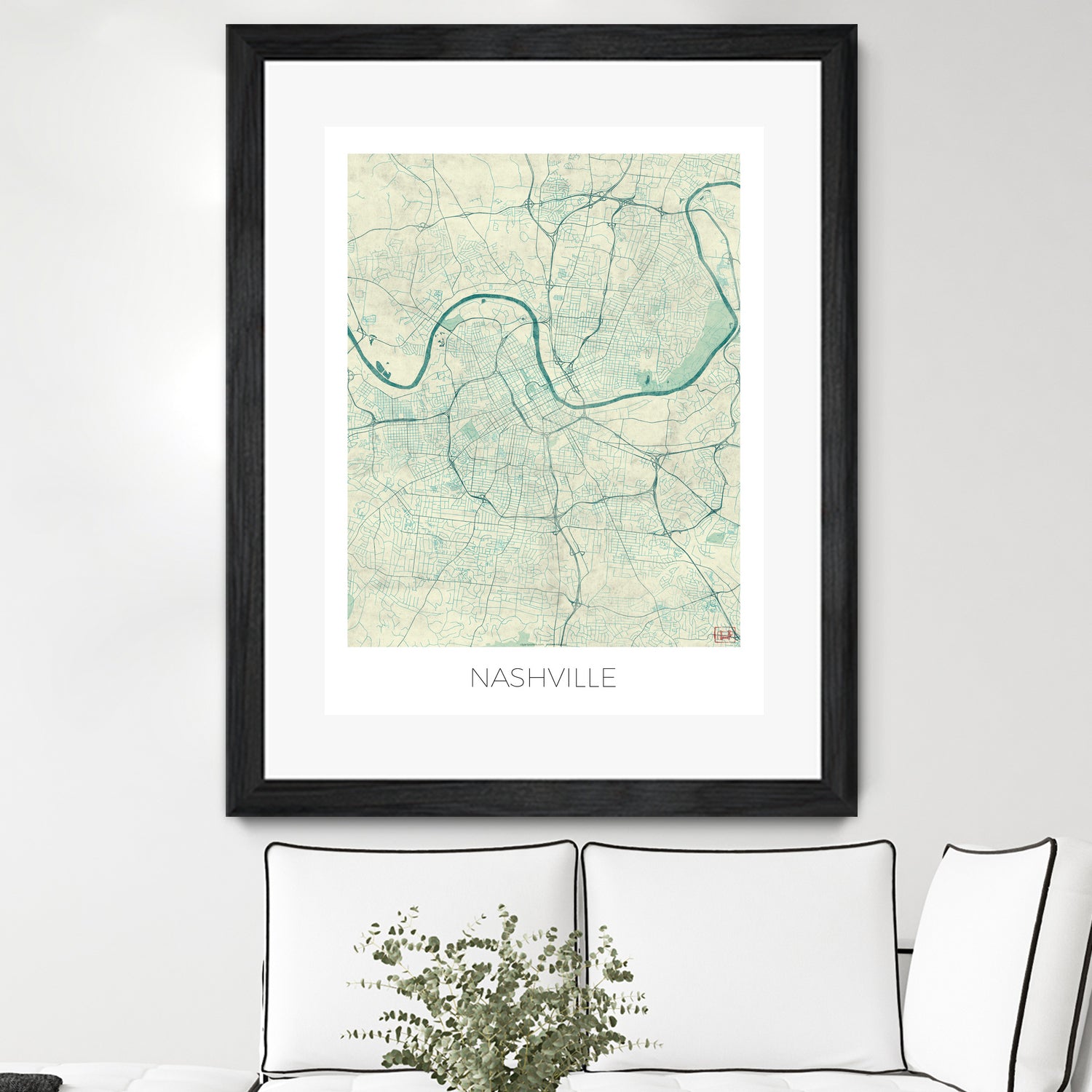 Nashville Map Blue by Hubert Roguski on GIANT ART - blue digital painting