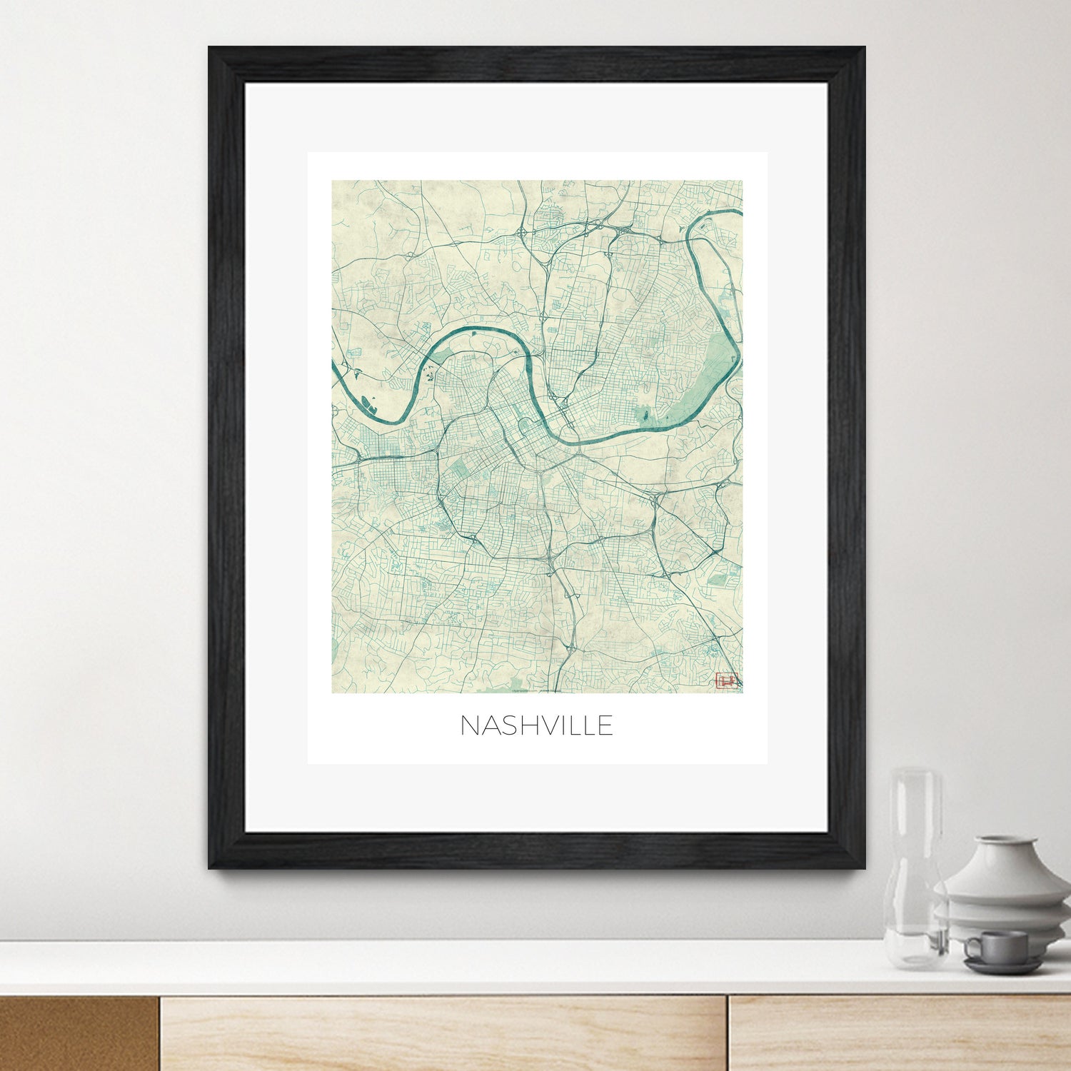 Nashville Map Blue by Hubert Roguski on GIANT ART - blue digital painting