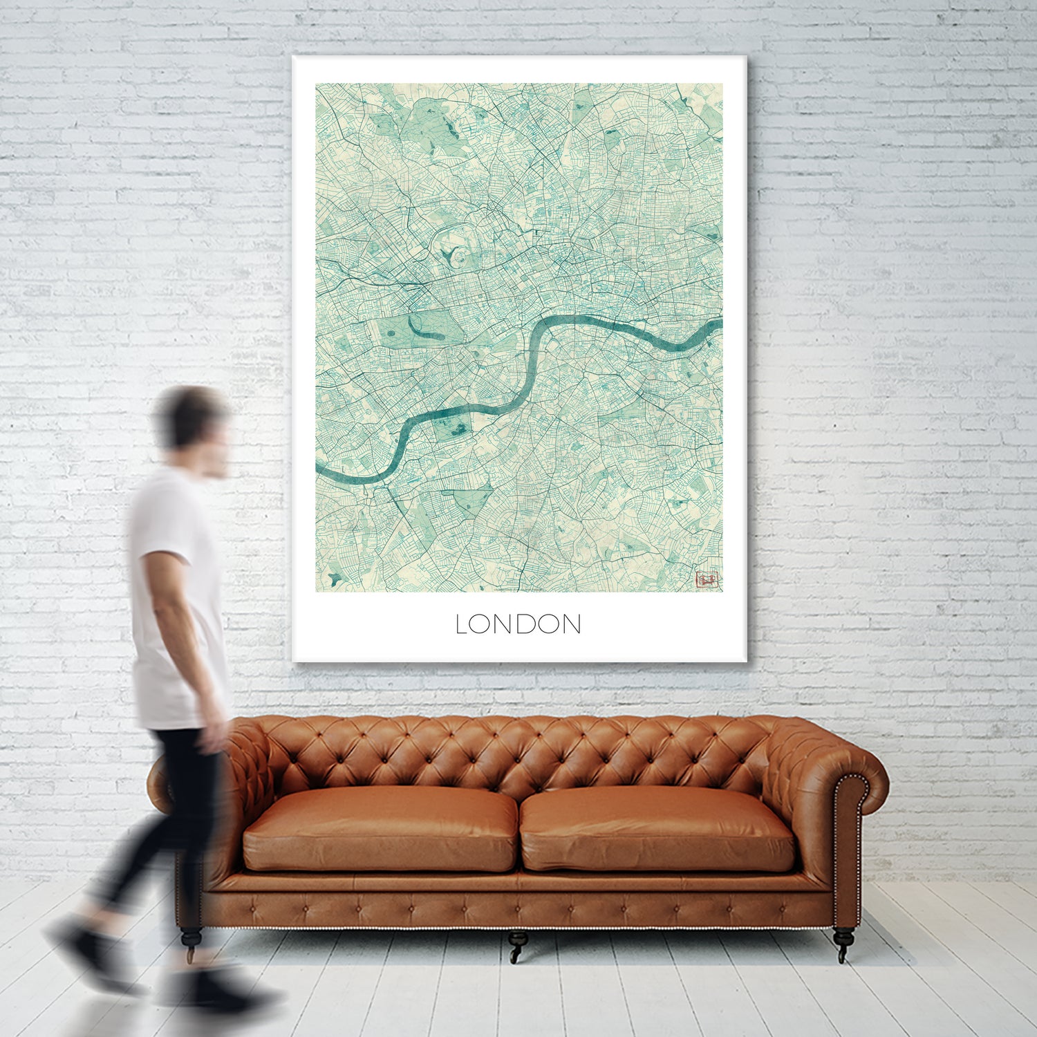 London Map Blue by Hubert Roguski on GIANT ART - blue digital painting