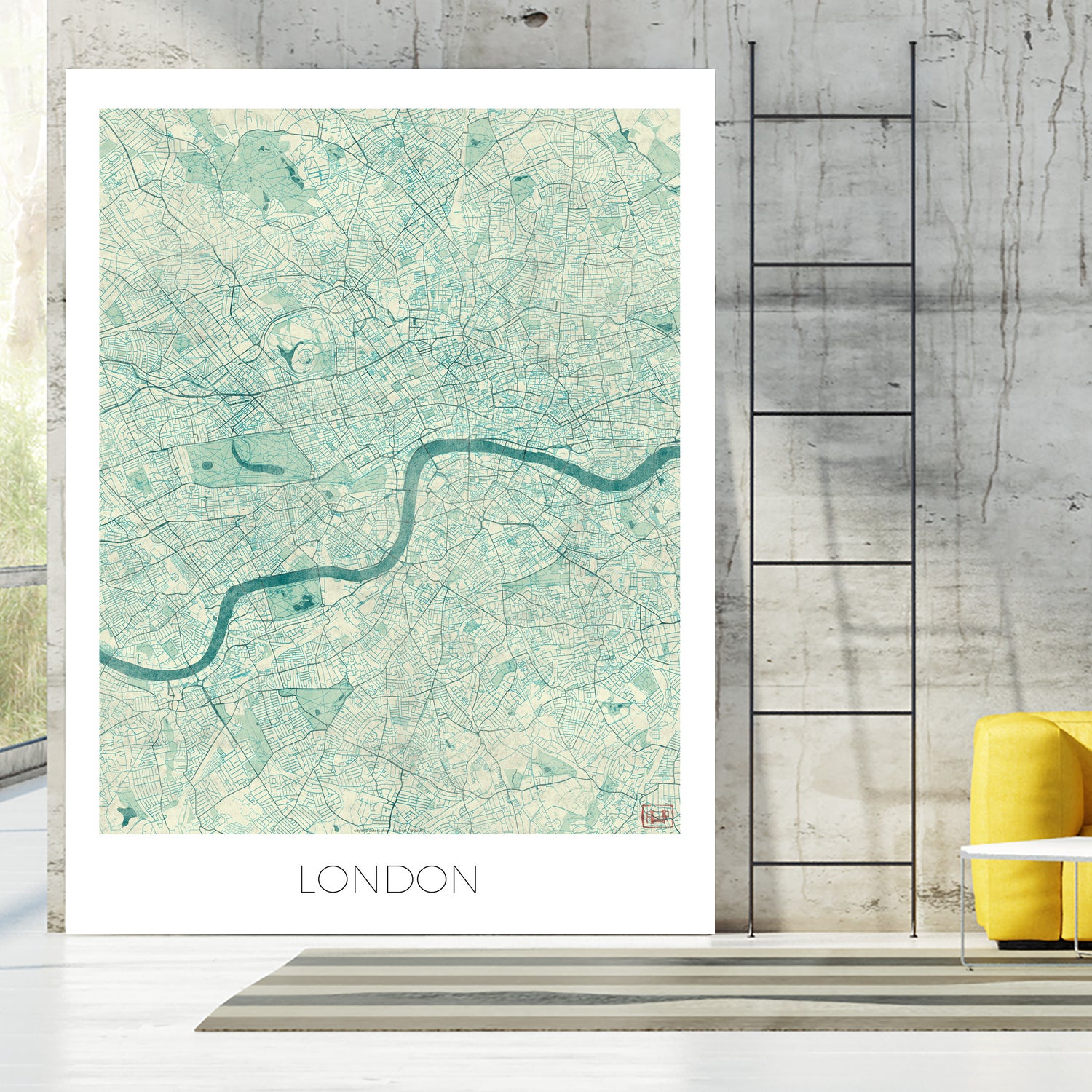 London Map Blue by Hubert Roguski on GIANT ART - blue digital painting