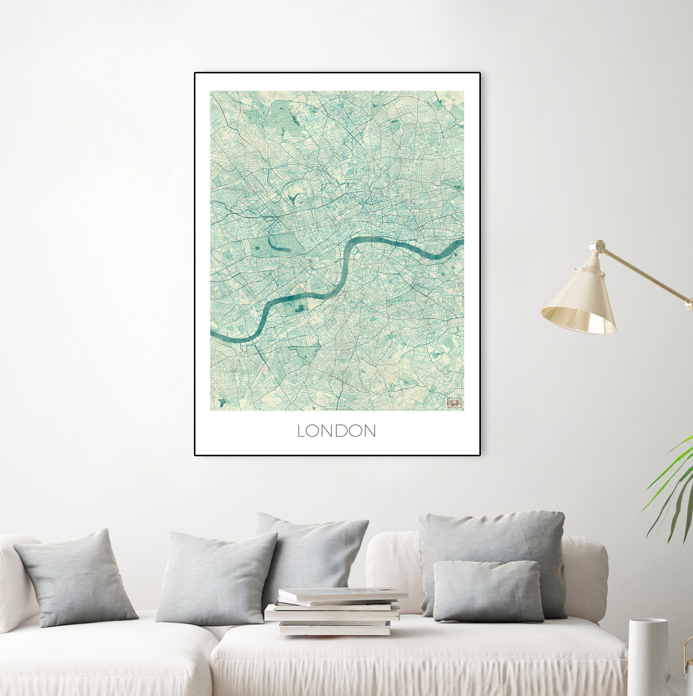 London Map Blue by Hubert Roguski on GIANT ART - blue digital painting