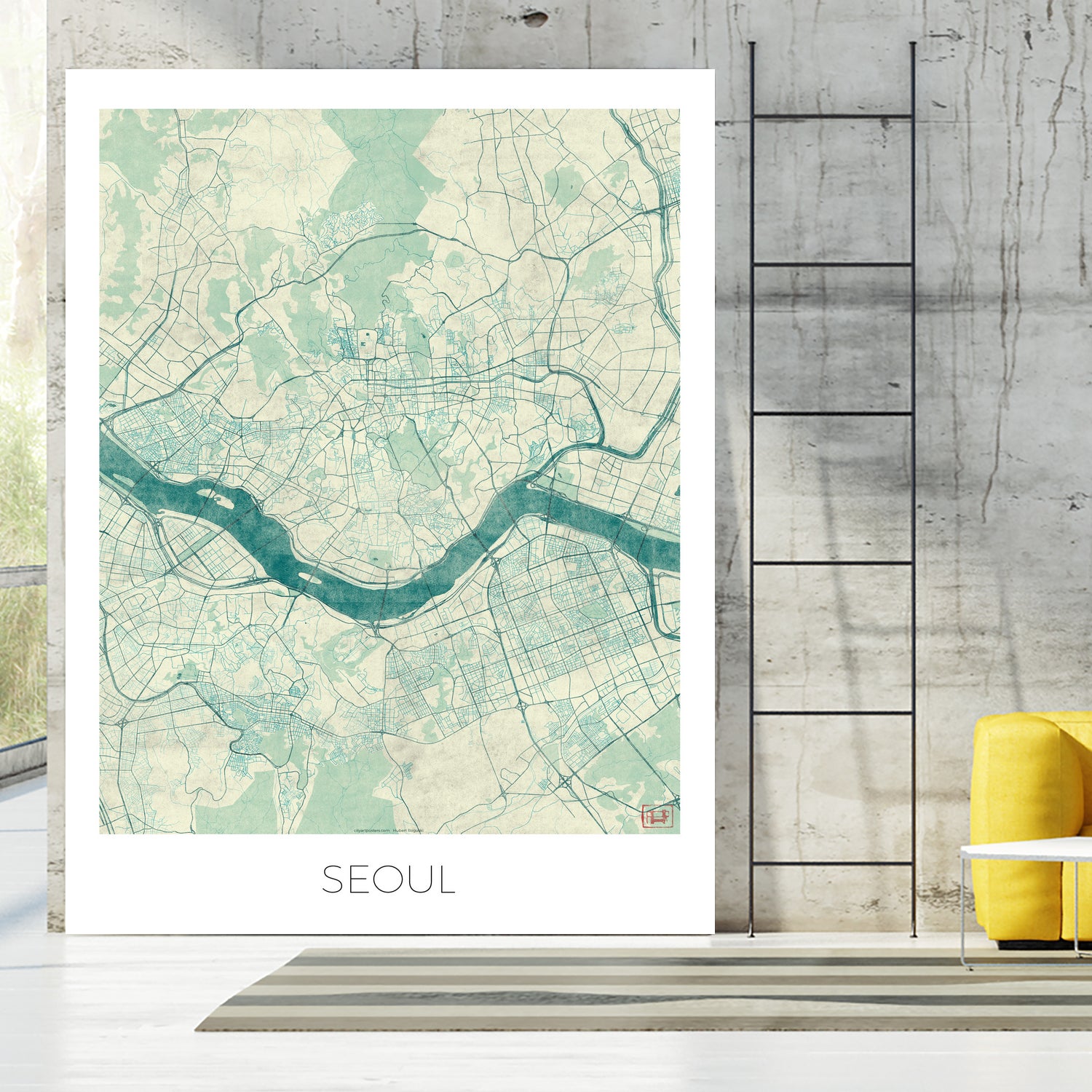 Seoul Map Blue by Hubert Roguski on GIANT ART - blue digital painting