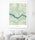 Seoul Map Blue by Hubert Roguski on GIANT ART - blue digital painting