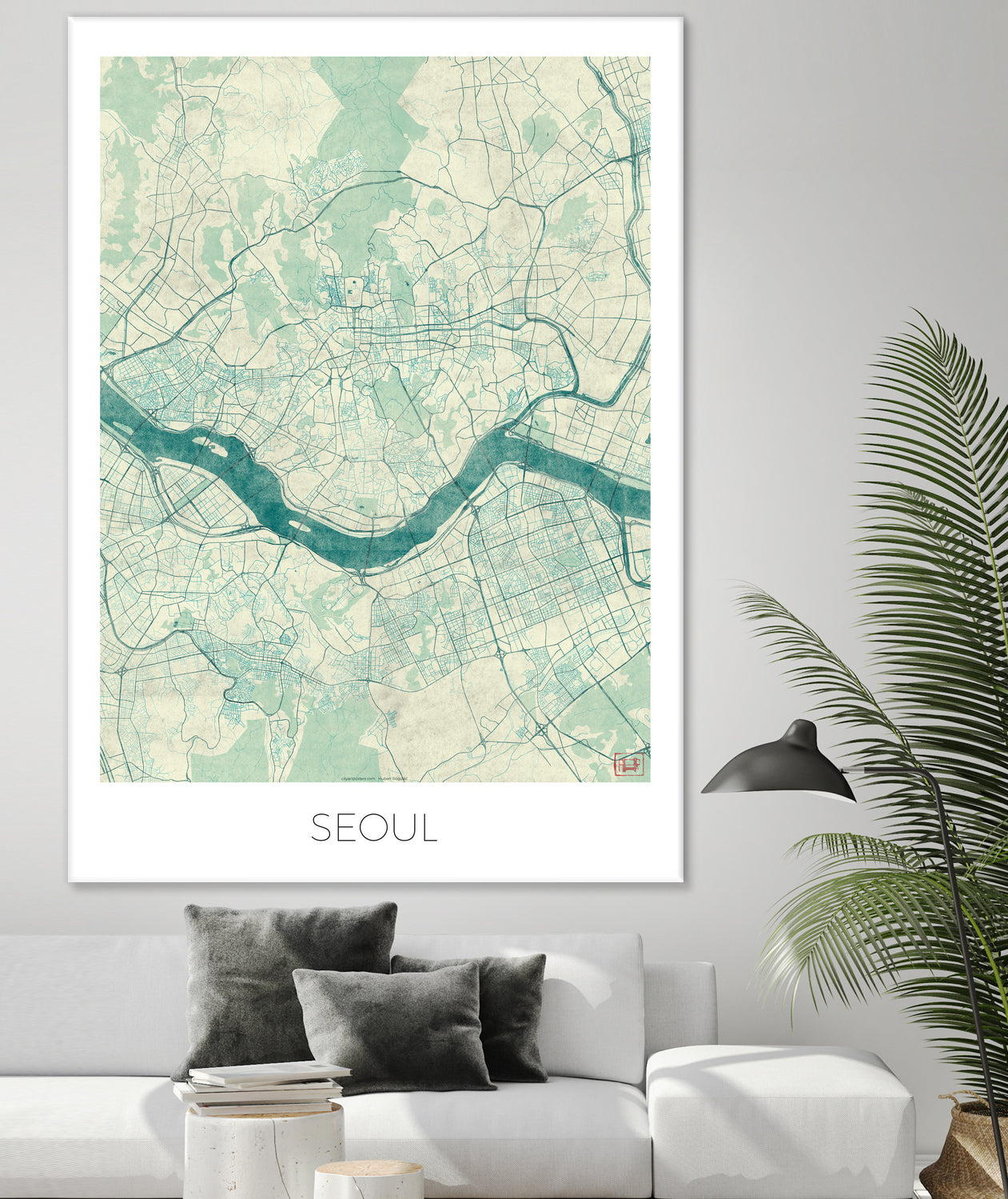 Seoul Map Blue by Hubert Roguski on GIANT ART - blue digital painting