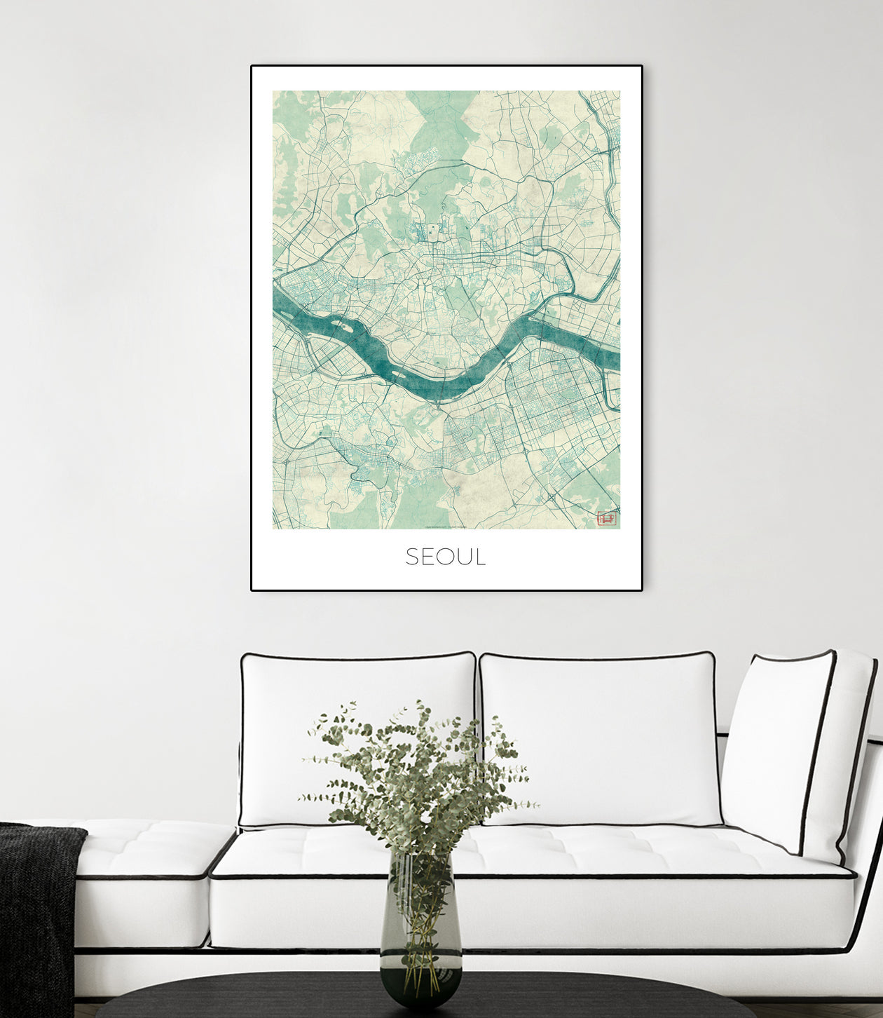 Seoul Map Blue by Hubert Roguski on GIANT ART - blue digital painting