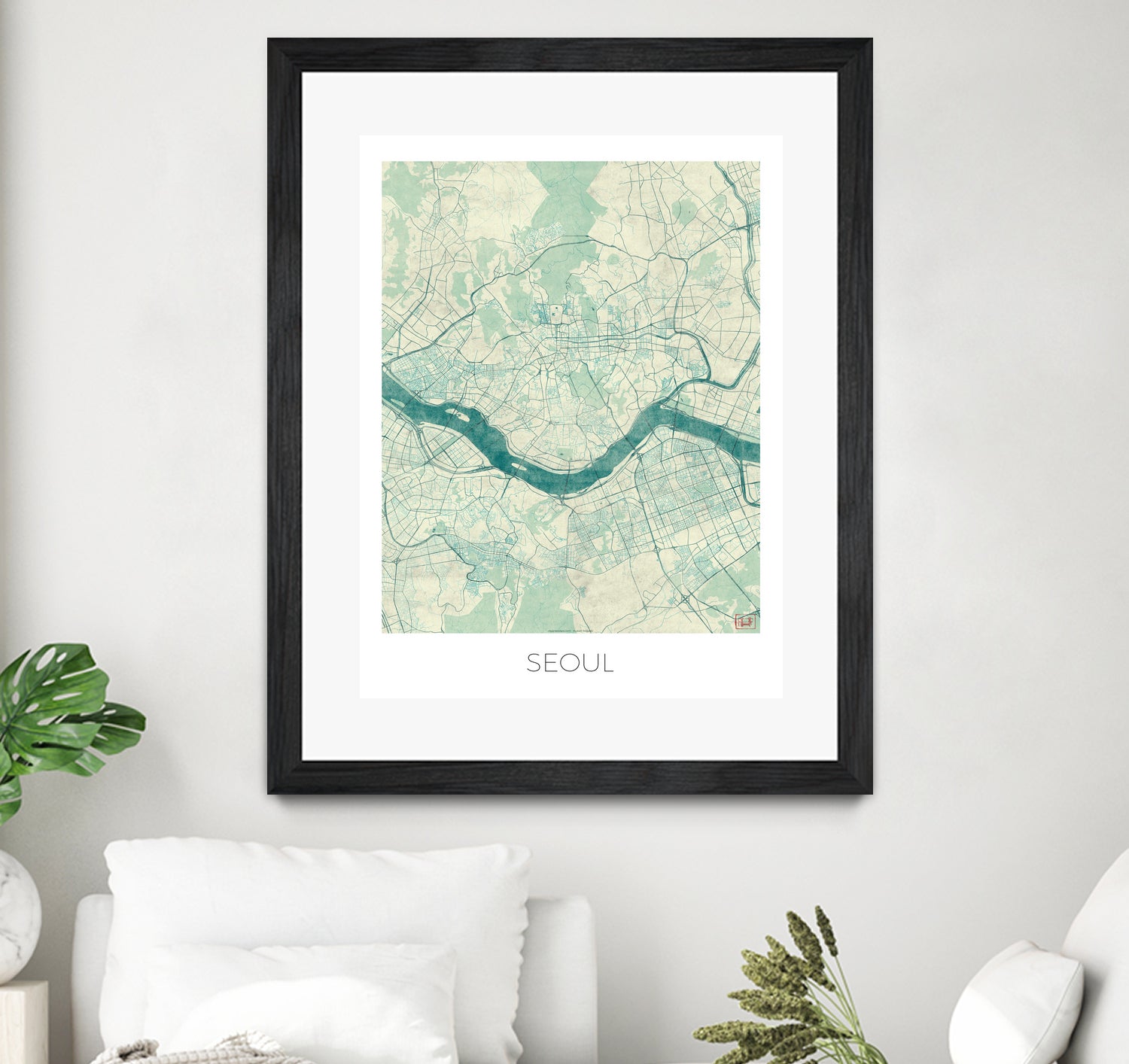 Seoul Map Blue by Hubert Roguski on GIANT ART - blue digital painting