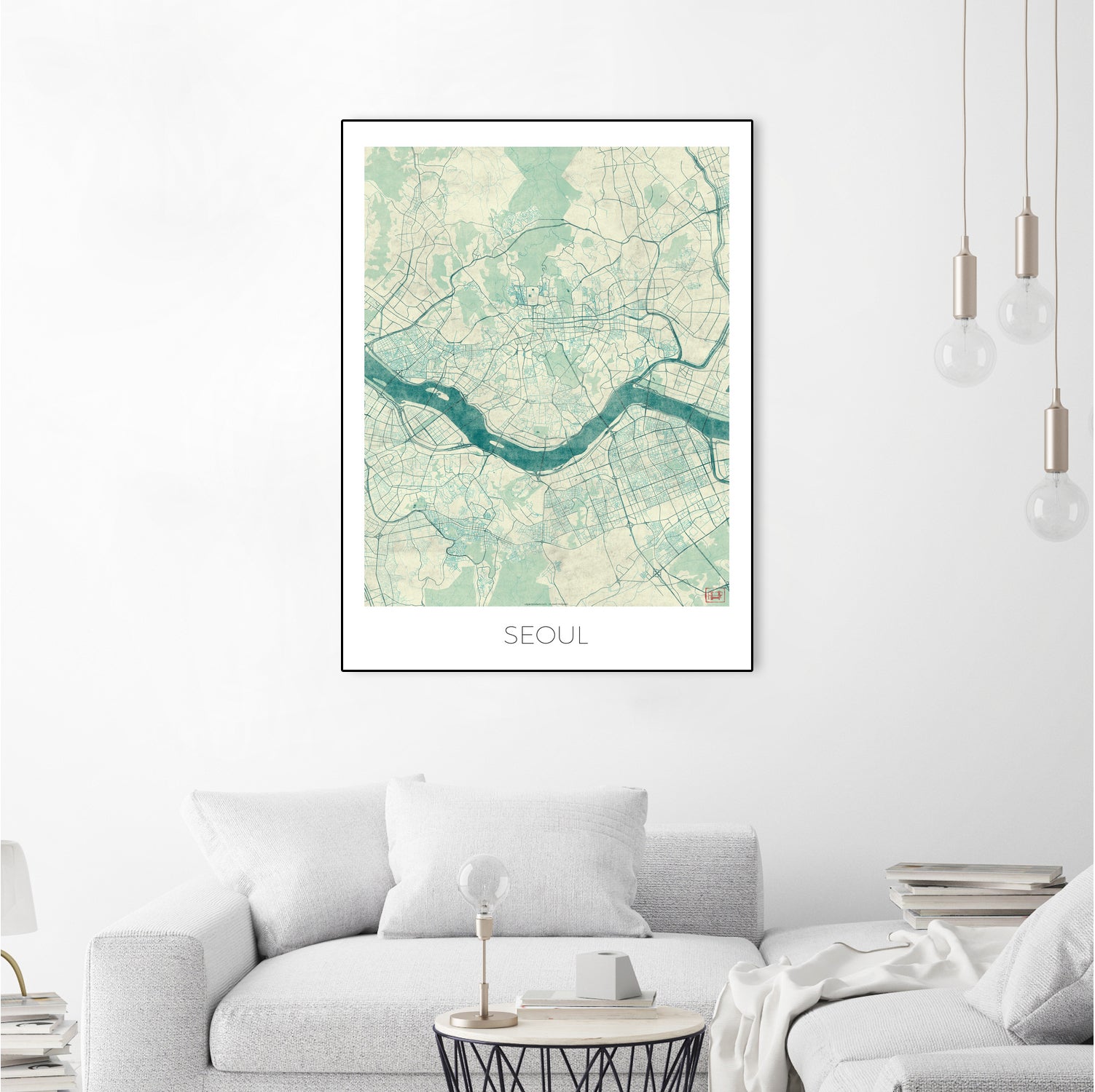 Seoul Map Blue by Hubert Roguski on GIANT ART - blue digital painting