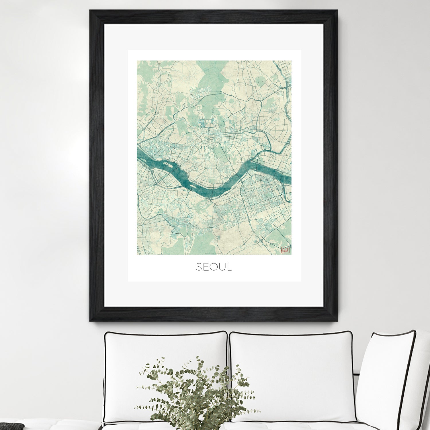 Seoul Map Blue by Hubert Roguski on GIANT ART - blue digital painting