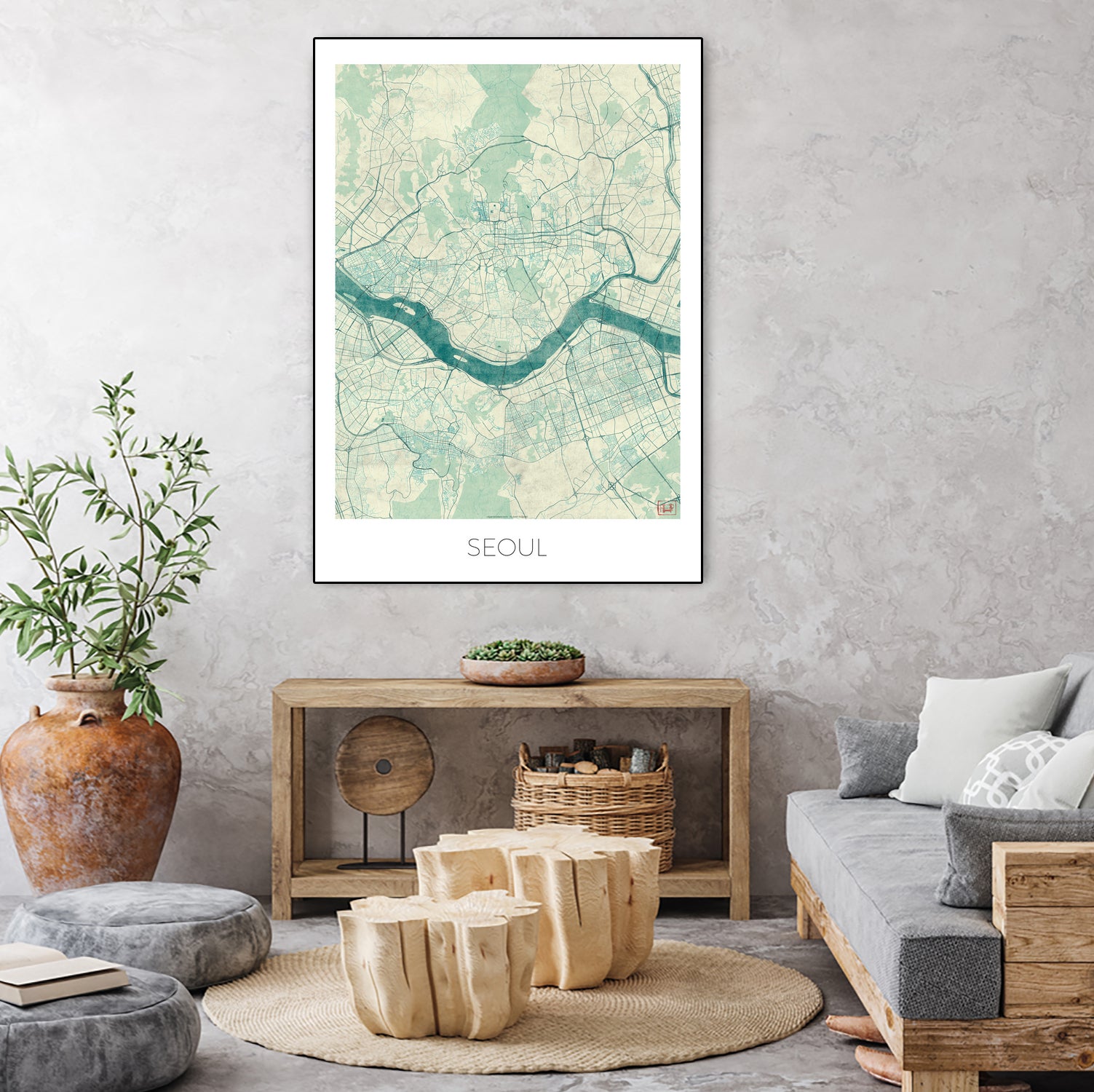 Seoul Map Blue by Hubert Roguski on GIANT ART - blue digital painting