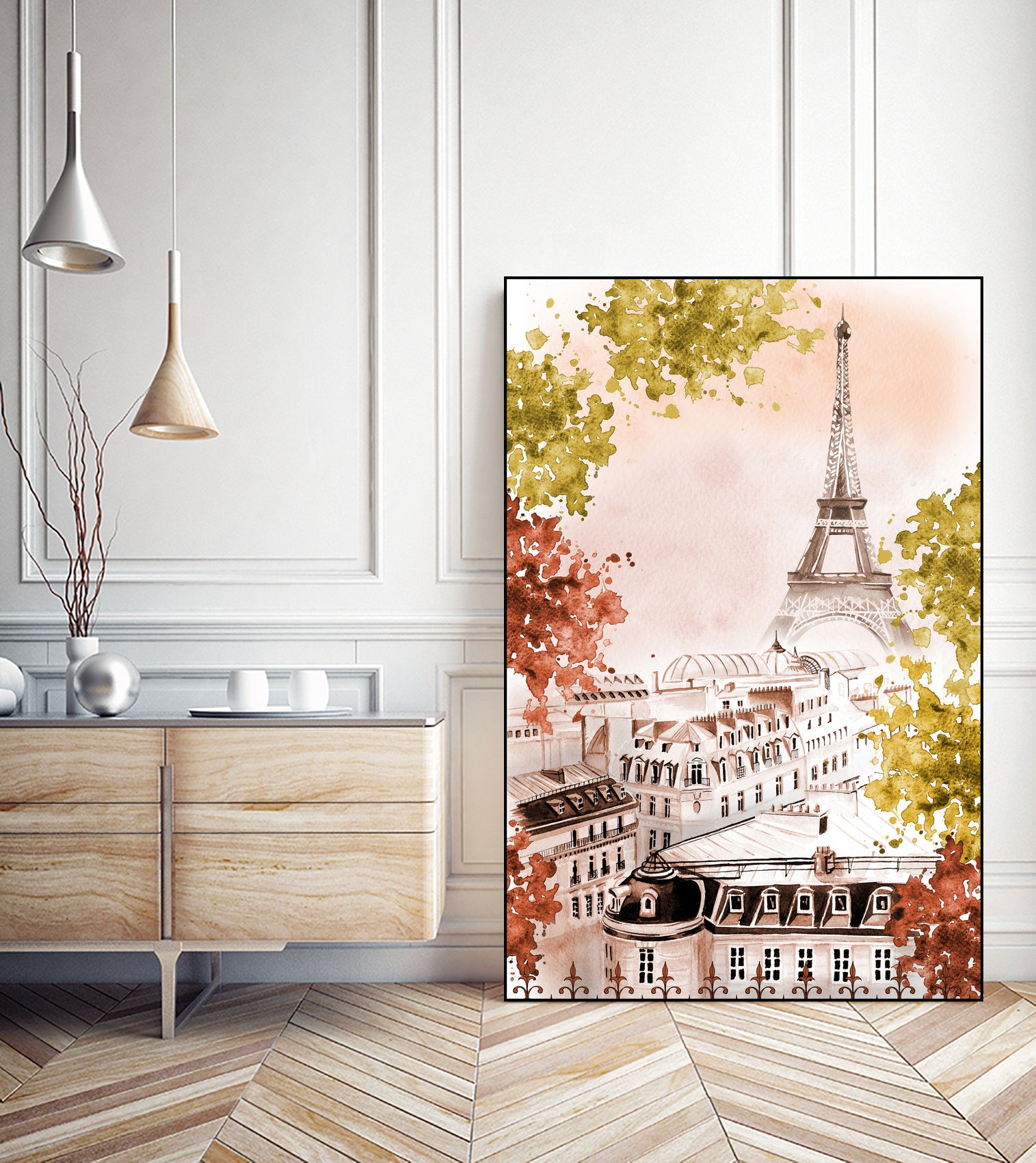 city Paris watercolor by Liliya KOVALENKO on GIANT ART - yellow photo illustration