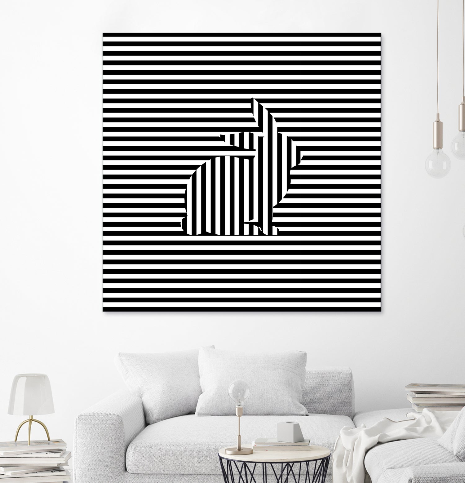 Rabbit on Stripes by Georgi Zhelyazkov on GIANT ART - black digital drawing