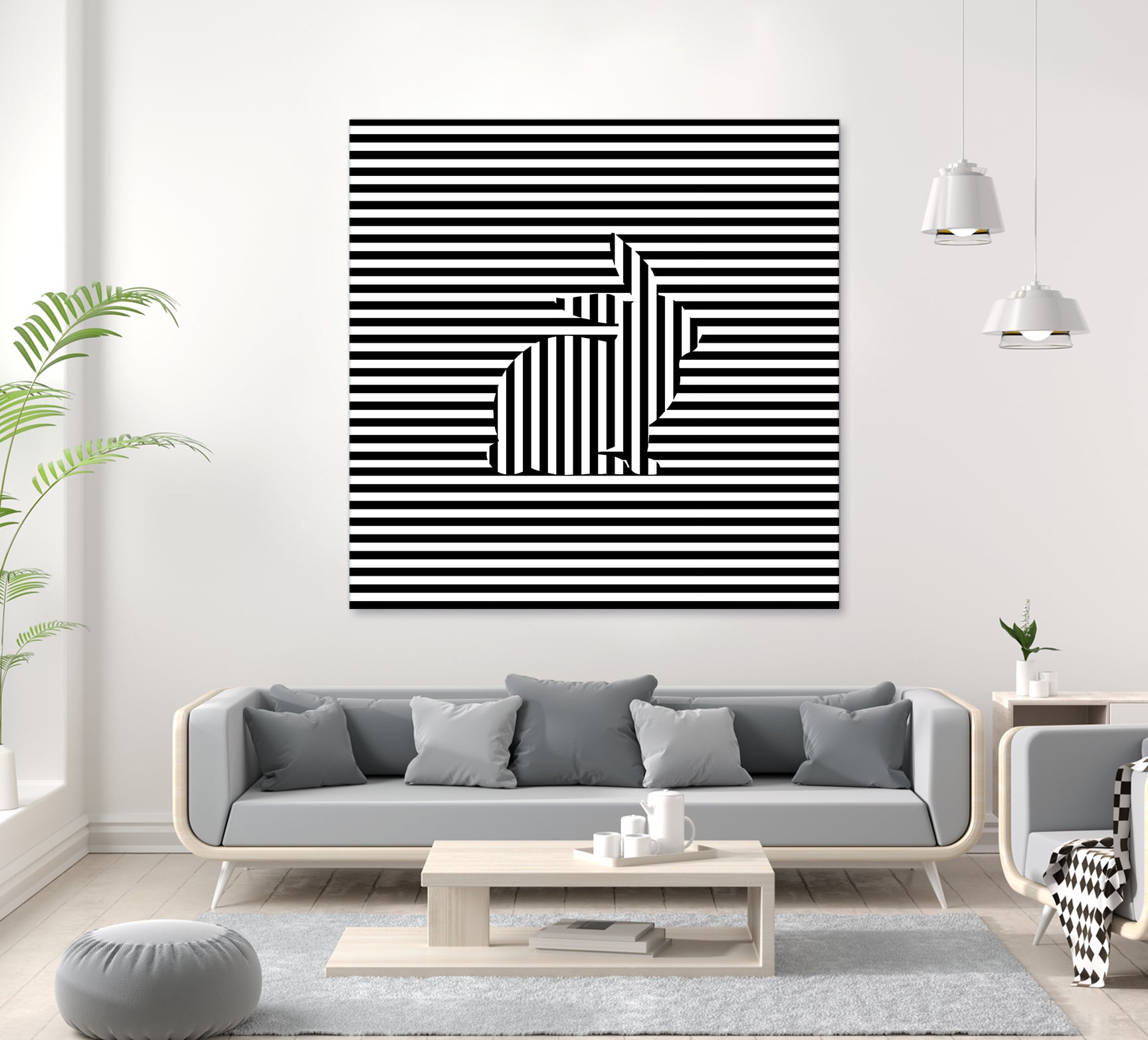 Rabbit on Stripes by Georgi Zhelyazkov on GIANT ART - black digital drawing