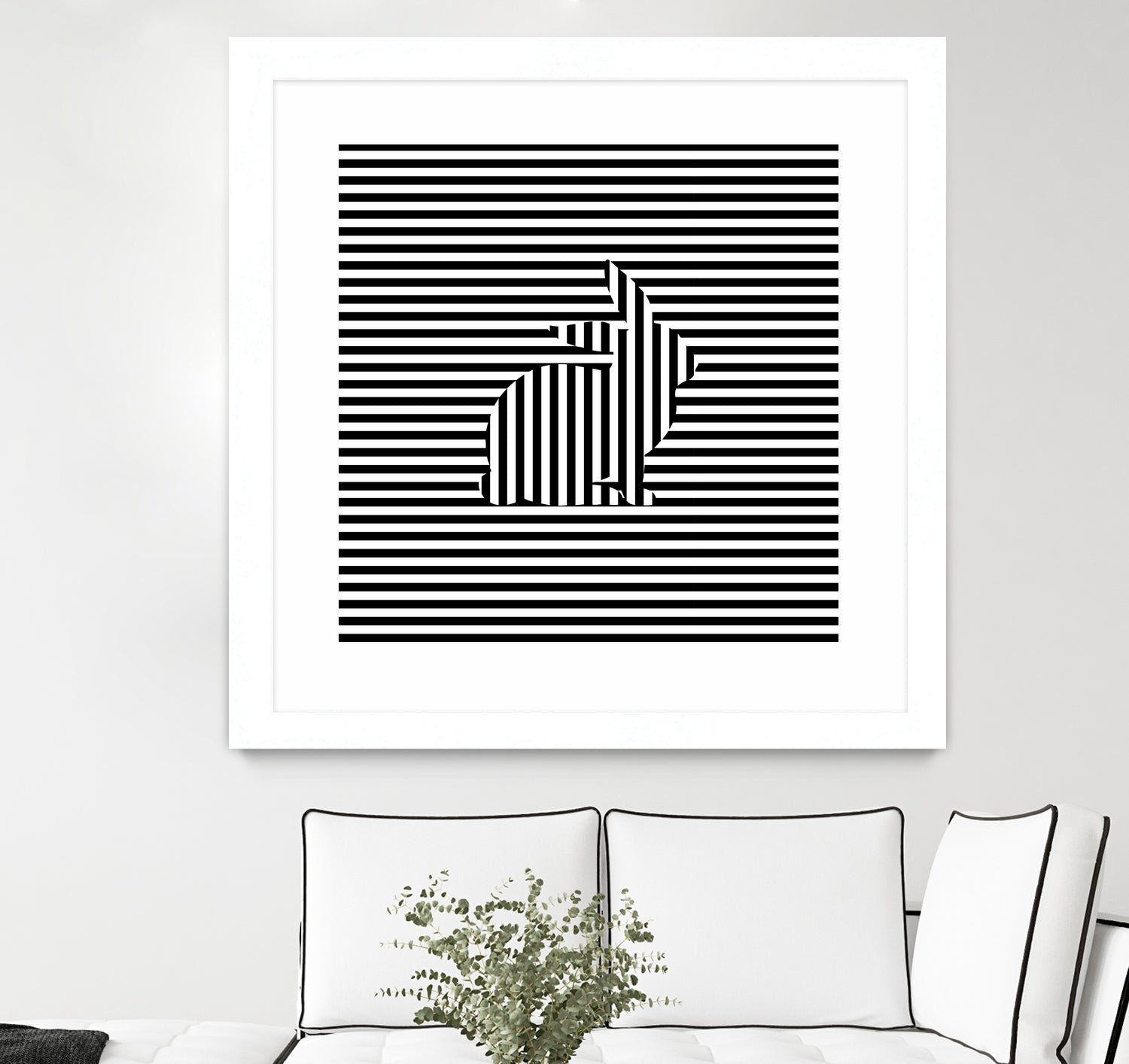 Rabbit on Stripes by Georgi Zhelyazkov on GIANT ART - black digital drawing