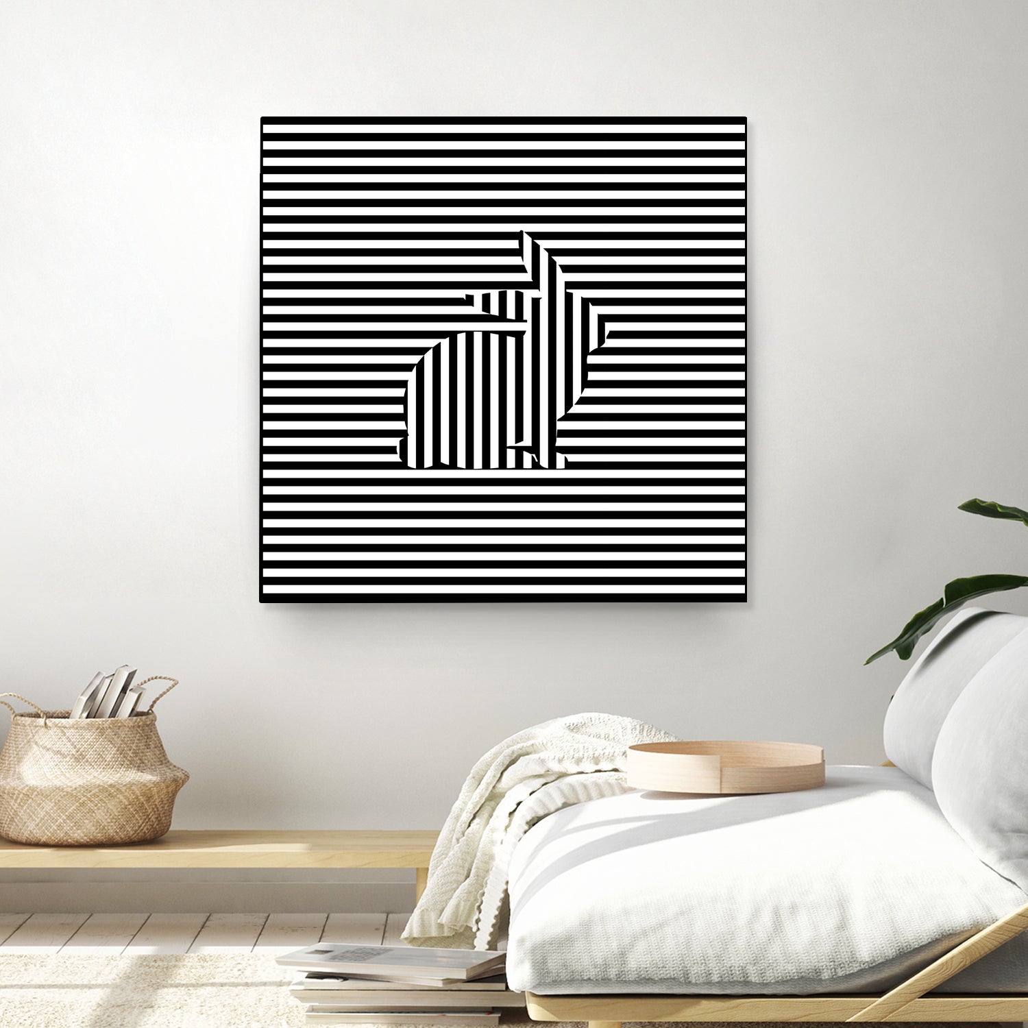 Rabbit on Stripes by Georgi Zhelyazkov on GIANT ART - black digital drawing